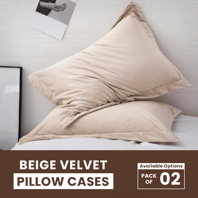 Beige Velvet - Pillow Cases - Windsorlino.com