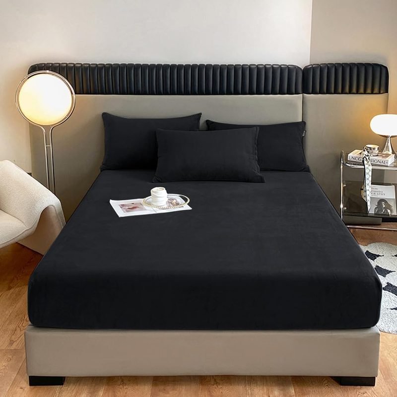 Black Velvet - Luxury Fitted Sheet - Windsorlino.com