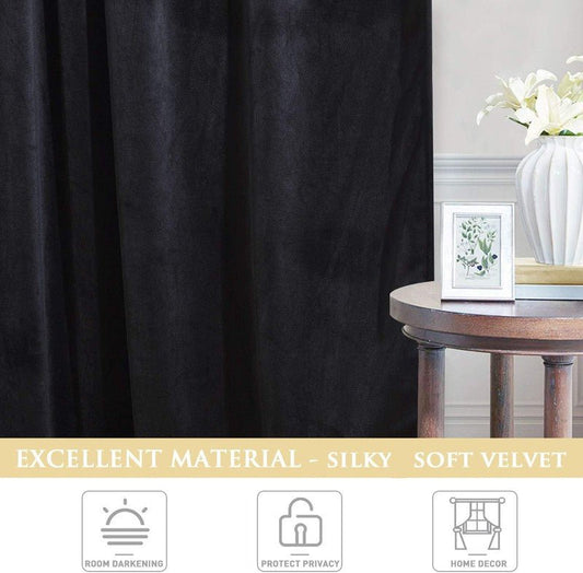 Black - Velvet Window Curtains (Ultra Soft) - Windsorlino.com