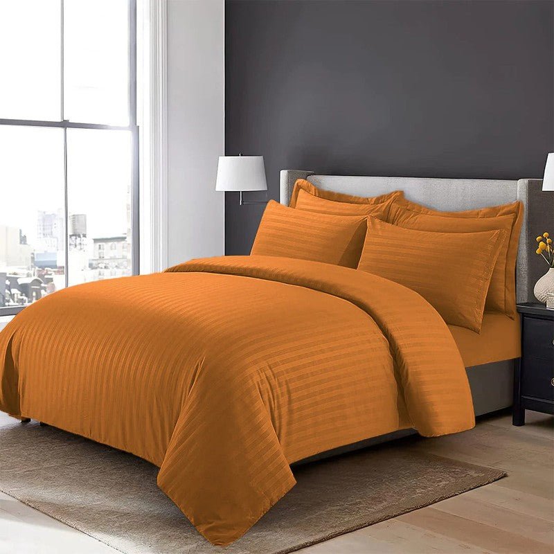 Burnt Orange Stripe - Bed Sheet Set - Windsorlino.com
