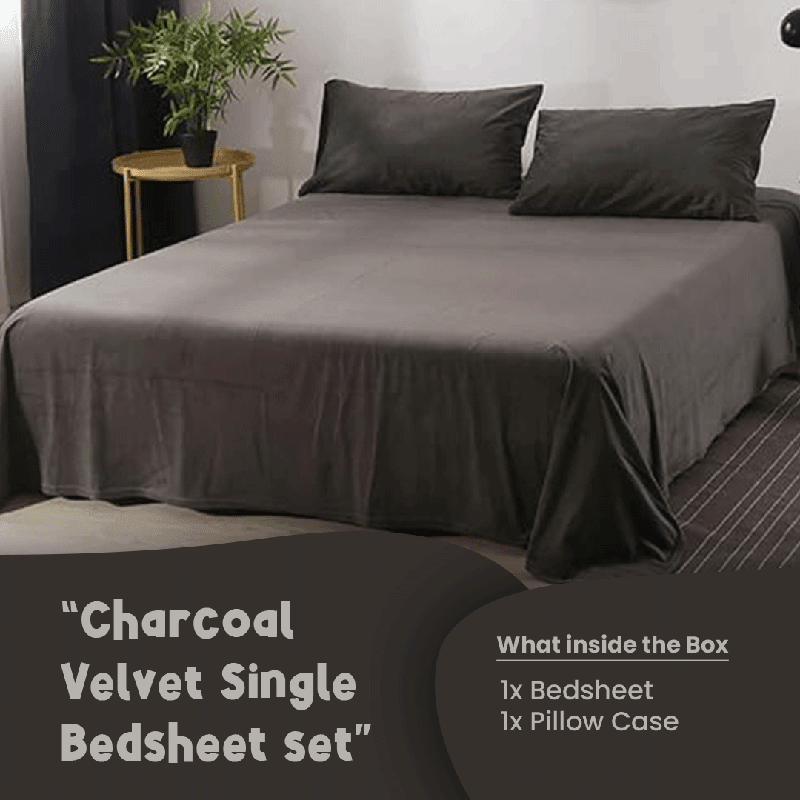Charcoal Velvet - Luxury Bed Sheet Set - Windsorlino.com