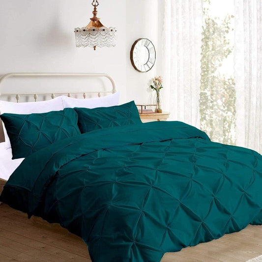 Diamond Pin Tuck Imperial Teal - Bed Set 8 Pcs (Luxury) - Windsorlino.com
