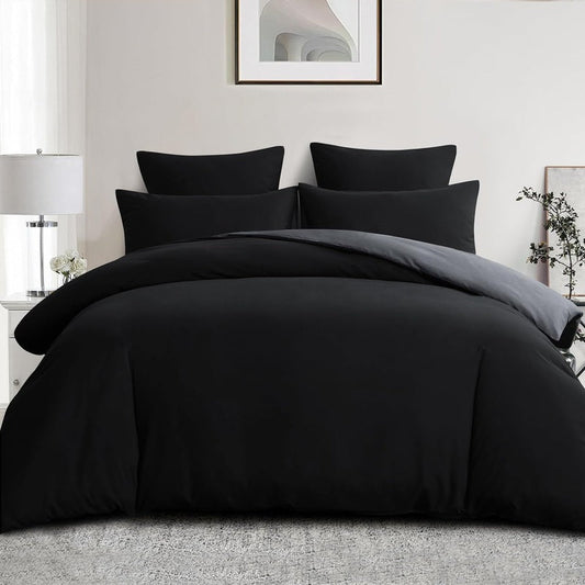 Ferrera Black & Grey (Reversible) Bed Set - Windsorlino.com