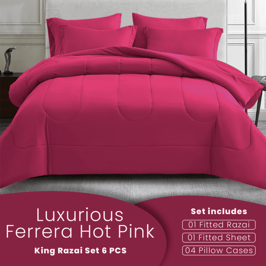 Ferrera Hot Pink - Winter Razai Set - Windsorlino.com