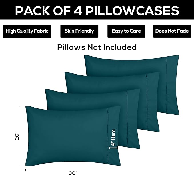 Ferrera Teal Pillow Case - Pack of 4 - Windsorlino.com