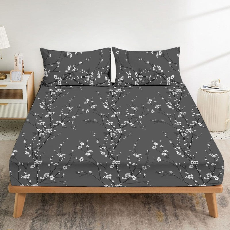 Floral Grey - Fitted Sheet Set - Windsorlino.com
