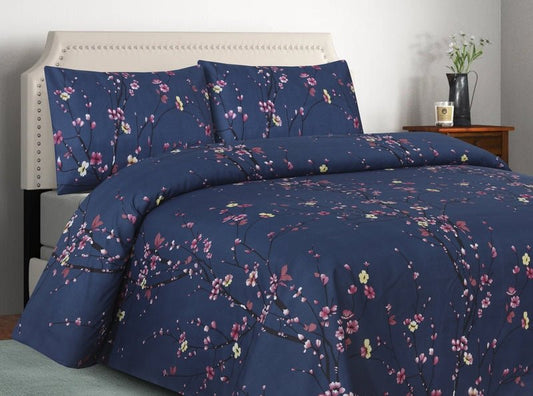Floral Navy - Bed Sheet Set - Windsorlino.com