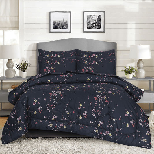 Floral Navy - Comforter Set - Windsorlino.com
