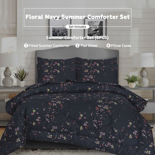 Floral Navy - Comforter Set - Windsorlino.com