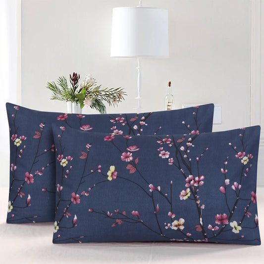 Floral Navy - Pack of 2 Pillow Cases - Windsorlino.com