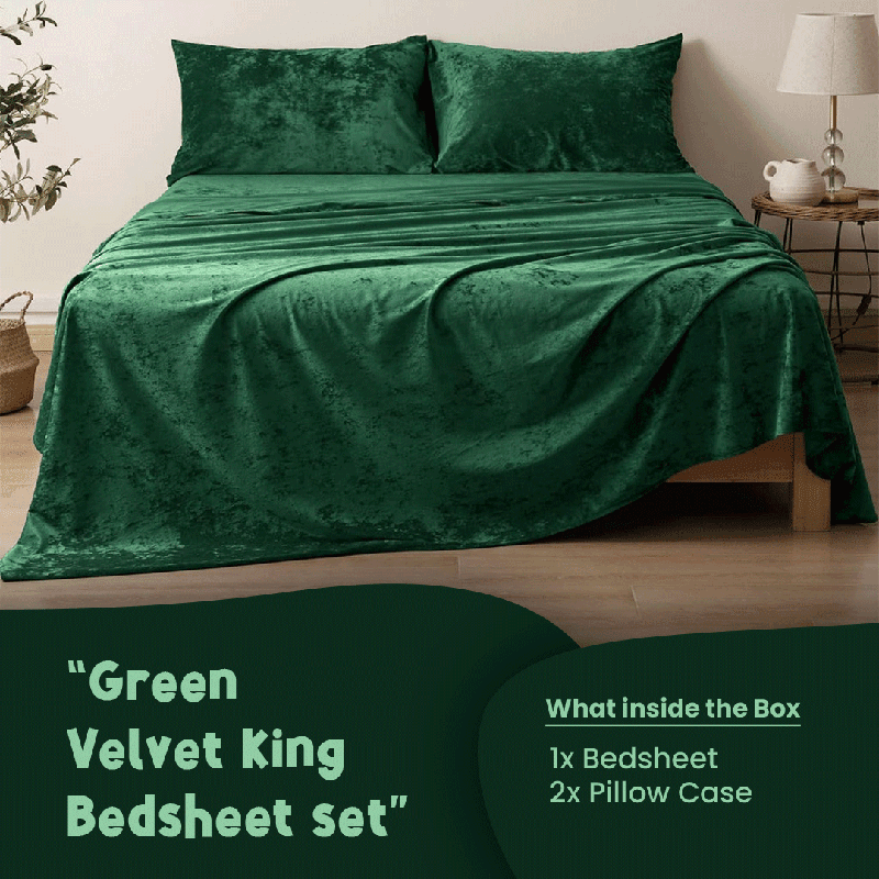 Green Velvet - Luxury Bed Sheet Set - Windsorlino.com