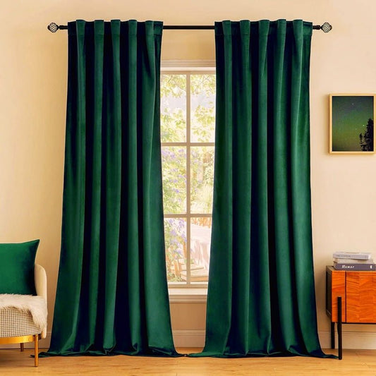 Green - Velvet Window Curtains (Ultra Soft) - Windsorlino.com