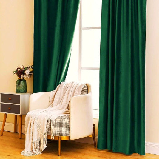 Green - Velvet Window Curtains (Ultra Soft) - Windsorlino.com