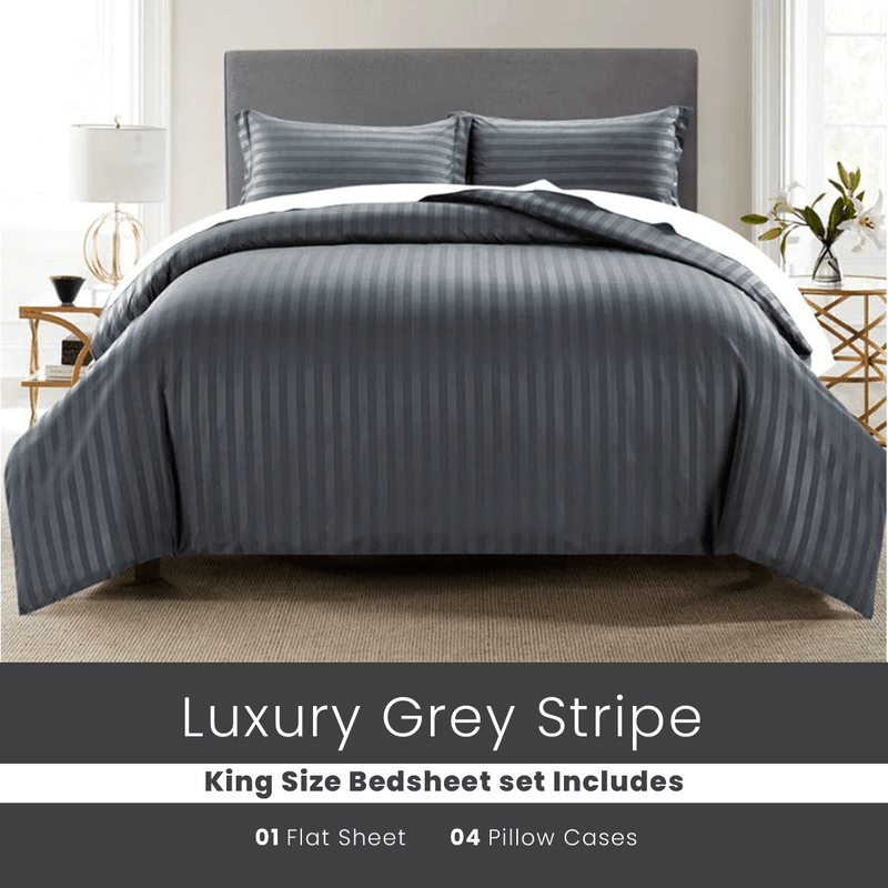 Grey Stripe - Bed Sheet Set - Windsorlino.com