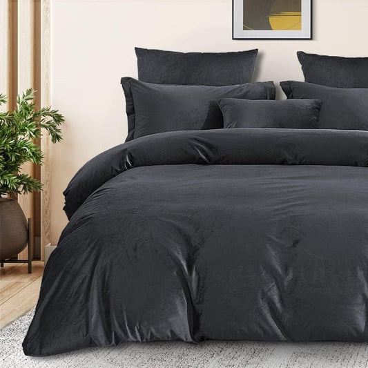 Grey Velvet - Bed Set 8 Pcs (Luxury) - Windsorlino.com