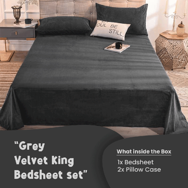 Grey Velvet - Luxury Bed Sheet Set - Windsorlino.com
