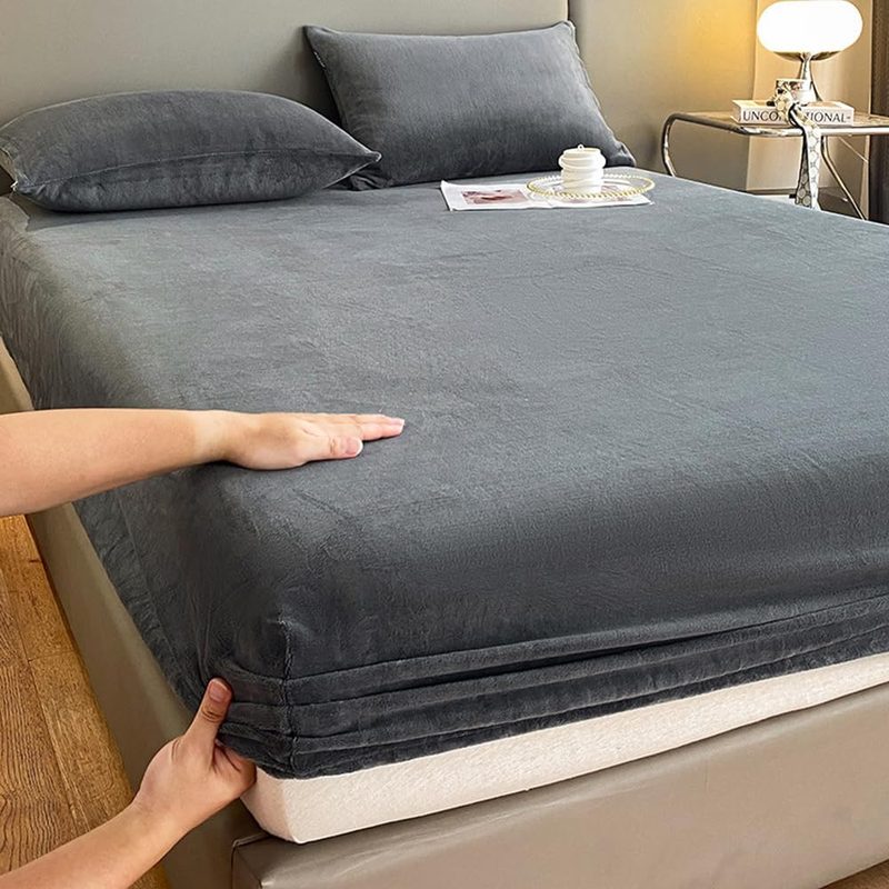Grey Velvet - Luxury Fitted Sheet - Windsorlino.com