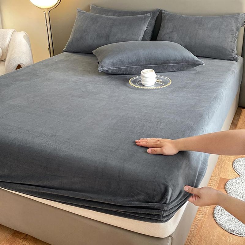 Grey Velvet - Luxury Fitted Sheet - Windsorlino.com