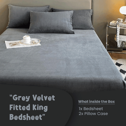 Grey Velvet - Luxury Fitted Sheet - Windsorlino.com