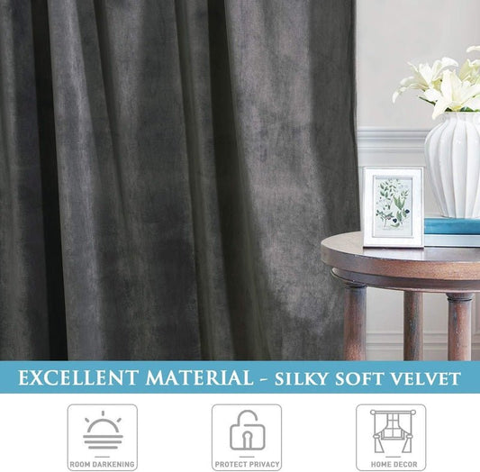 Grey - Velvet Window Curtains (Ultra Soft) - Windsorlino.com