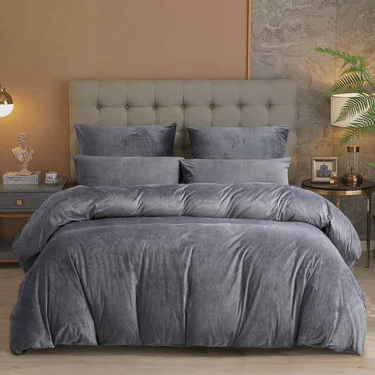Light Grey Velvet - Bed Set 8 Pcs (Luxury) - Windsorlino.com
