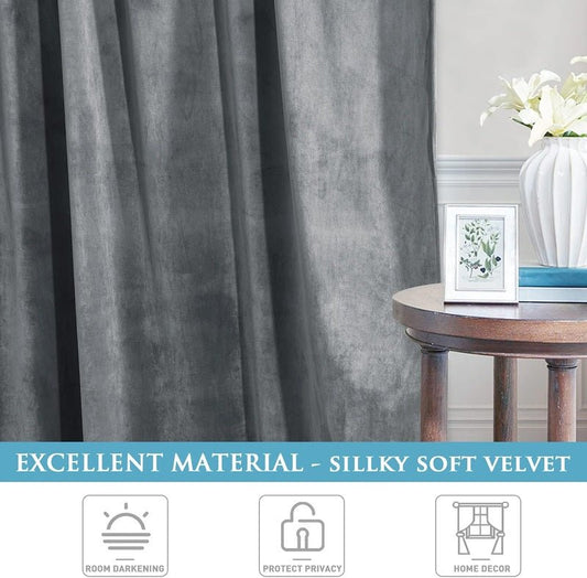 Light Grey - Velvet Window Curtains (Ultra Soft) - Windsorlino.com