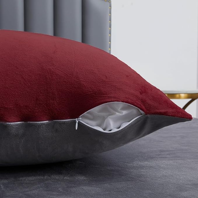 Maroon & Grey Velvet - Reversible 9pcs Winter Razai Set (Luxury) - Windsorlino.com