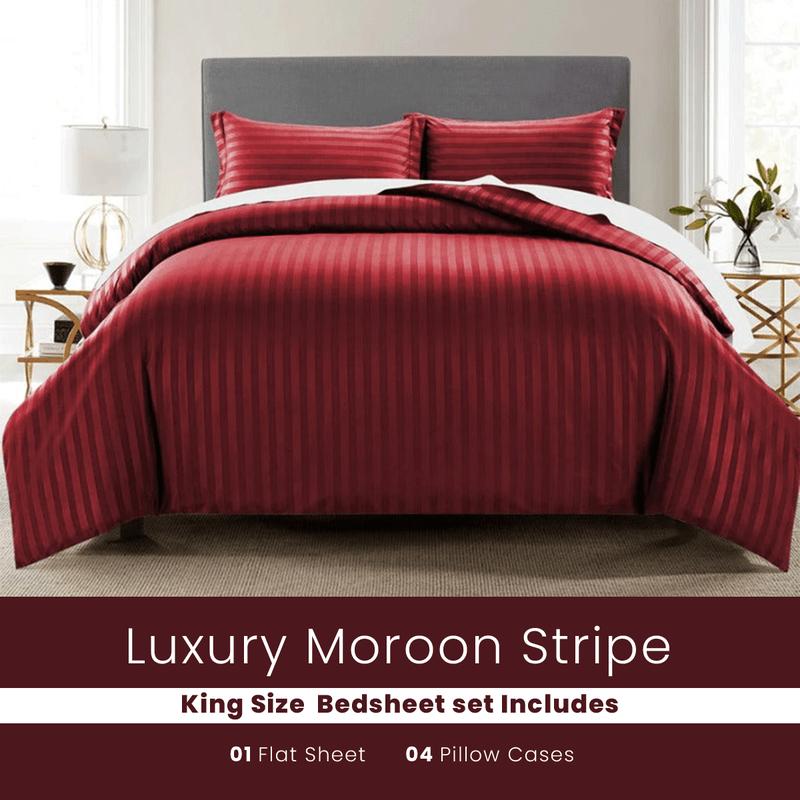 Maroon Stripe - Bed Sheet Set - Windsorlino.com