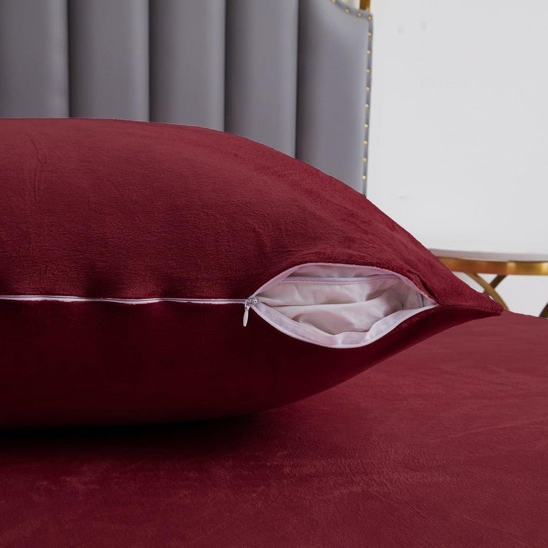 Maroon Velvet - 9pcs Winter Razai Set (Luxury) - Windsorlino.com