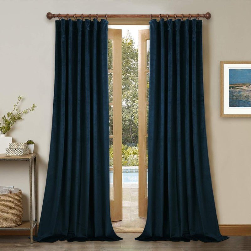 Navy Blue - Velvet Window Curtains (Ultra Soft) - Windsorlino.com