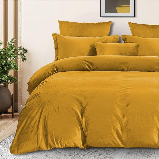 Ochre Velvet - Bed Set 8 Pcs (Luxury) - Windsorlino.com