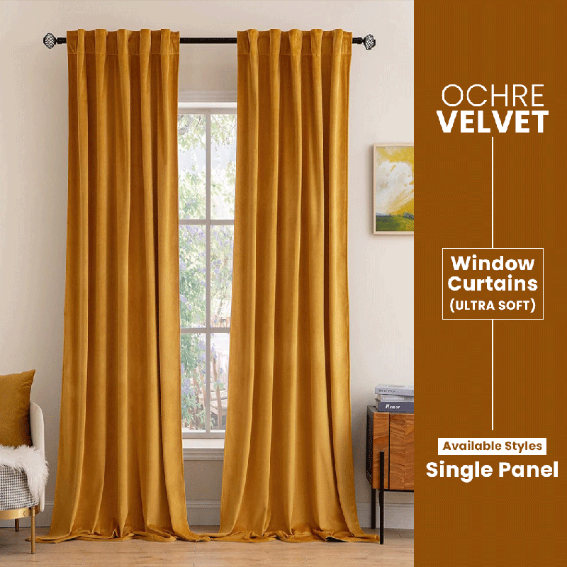 Ochre - Velvet Window Curtains (Ultra Soft) - Windsorlino.com