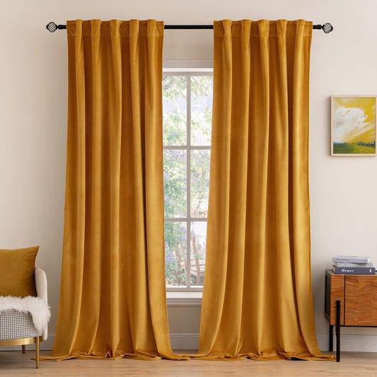 Ochre - Velvet Window Curtains (Ultra Soft) - Windsorlino.com