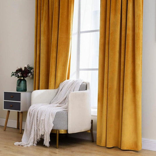 Ochre - Velvet Window Curtains (Ultra Soft) - Windsorlino.com