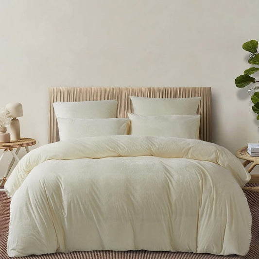 Off White Velvet - Bed Set 8 Pcs (Luxury) - Windsorlino.com