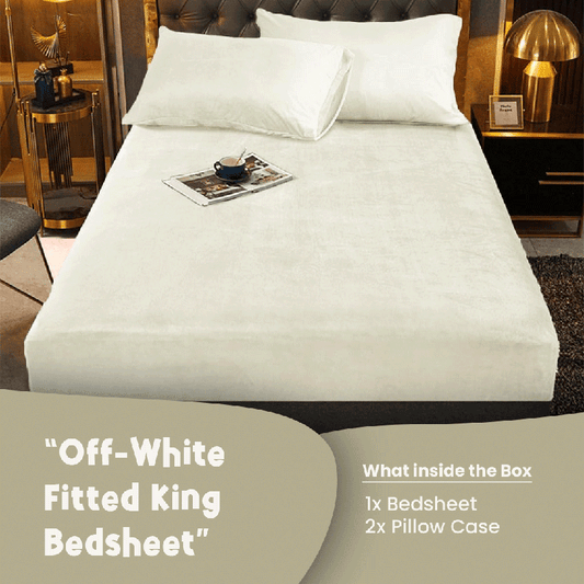 Off White Velvet - Luxury Fitted Sheet - Windsorlino.com