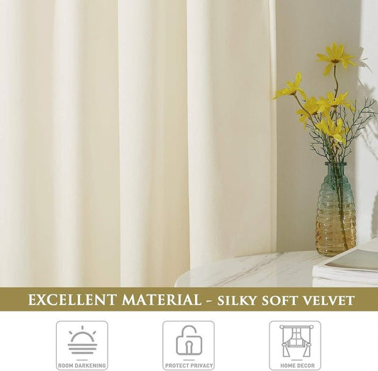 Off White - Velvet Window Curtains (Ultra Soft) - Windsorlino.com