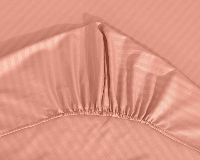 Peach Stripe - Luxury Fitted Sheet - Windsorlino.com