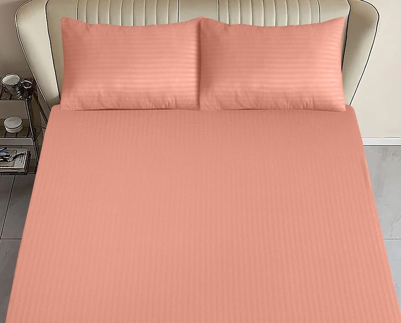 Peach Stripe - Luxury Fitted Sheet - Windsorlino.com