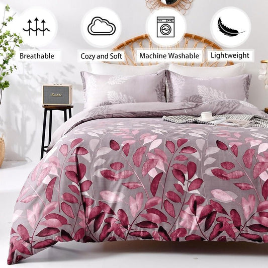 Pink Leaves - Bed Sheet Set - Windsorlino.com