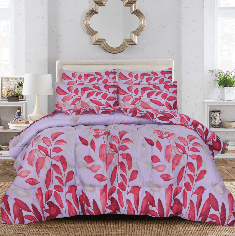Pink Leaves - Winter Razai Set - Windsorlino.com