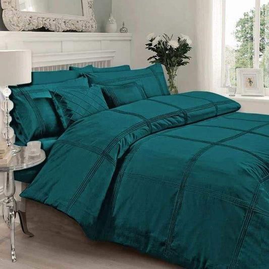 Pleated Imperial Teal - Bed Set 8 Pcs (Luxury) - Windsorlino.com