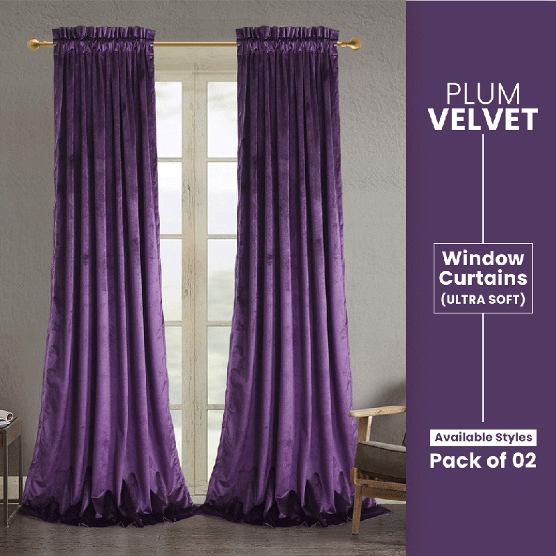 Plum - Velvet Window Curtains (Ultra Soft) - Windsorlino.com