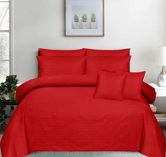 Red Stripe - 7pcs Winter Razai/Quilt Set (Luxury) - Windsorlino.com