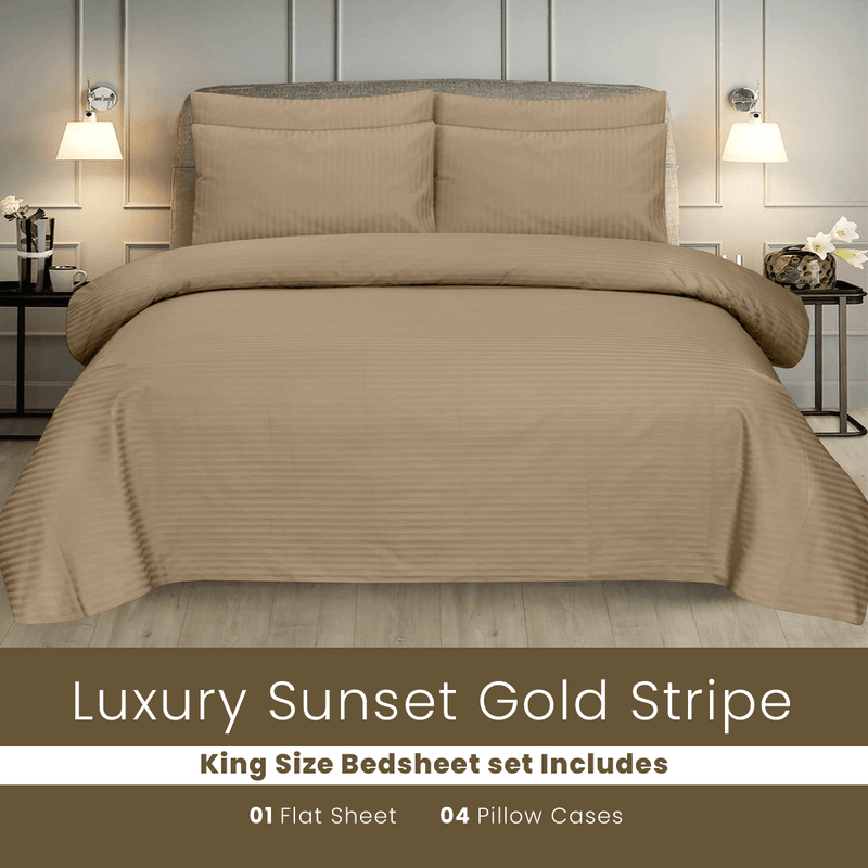 Sunset Gold Stripe - Bed Sheet Set - Windsorlino.com