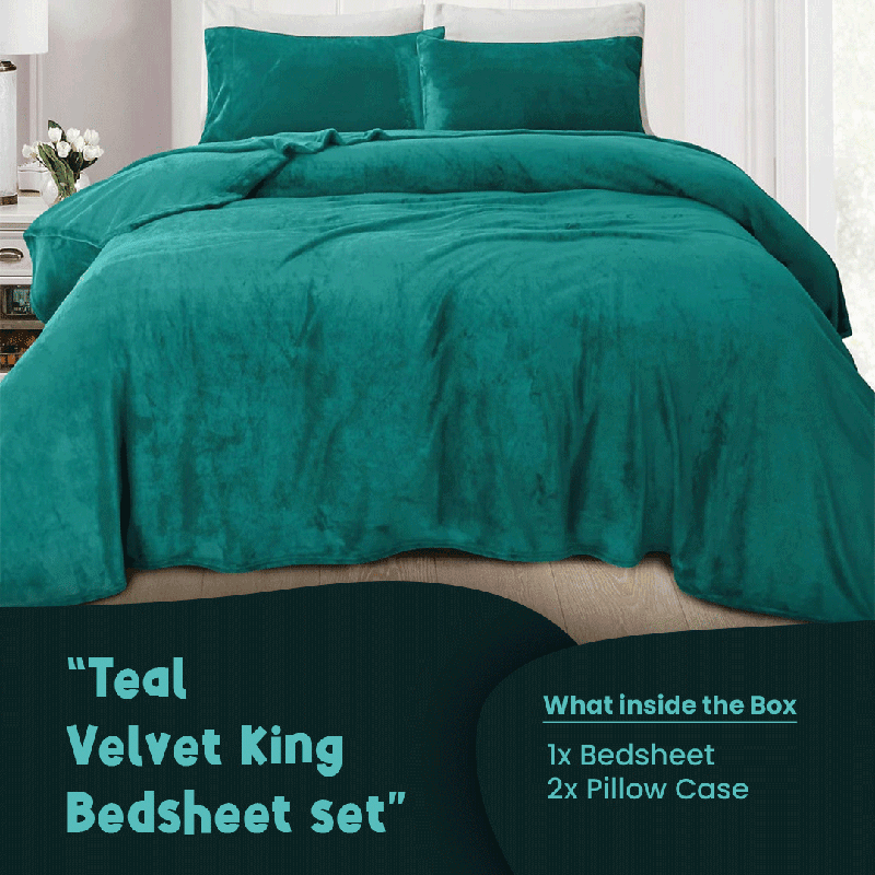 Teal Velvet - Luxury Bed Sheet Set - Windsorlino.com