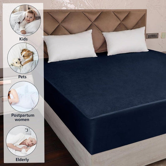 Water Proof - Fleece Mattress Protector (Blue) - Windsorlino.com