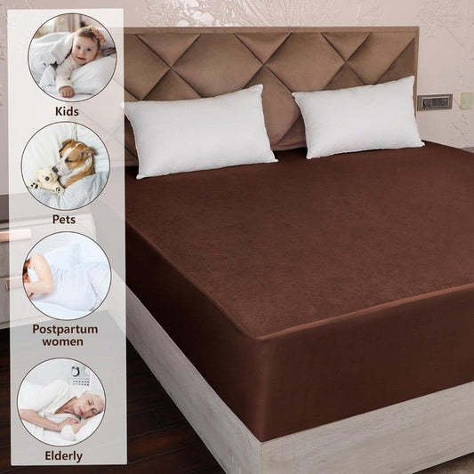 Water Proof - Fleece Mattress Protector (Dark Brown) - Windsorlino.com