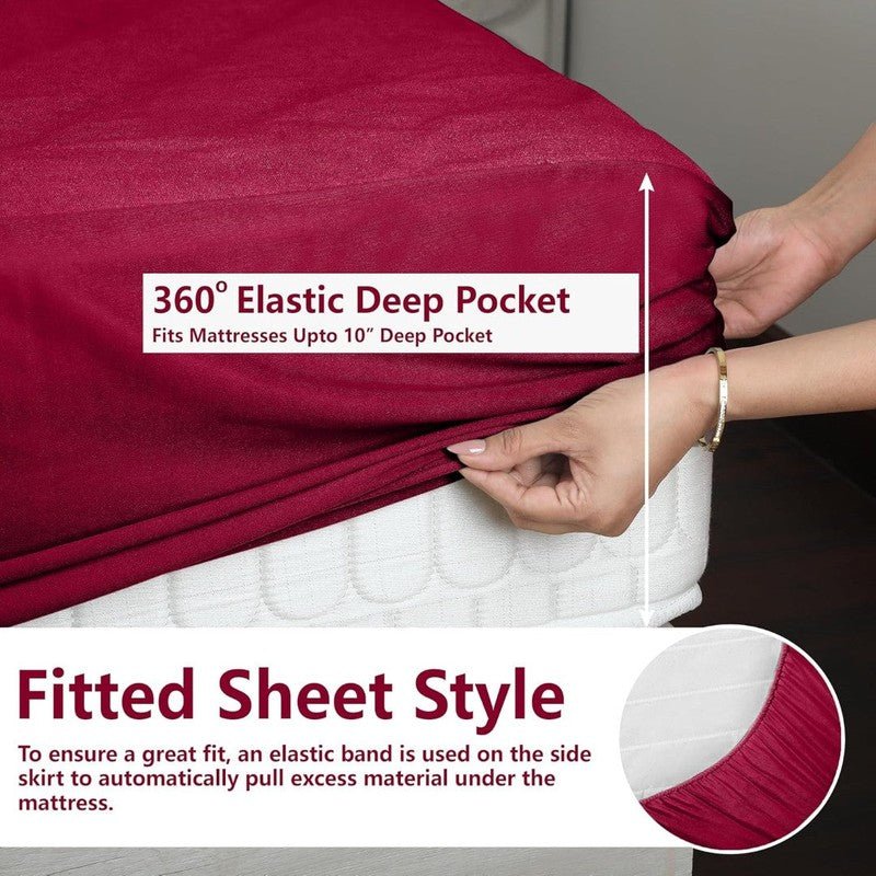 Water Proof - Fleece Mattress Protector (Maroon) - Windsorlino.com