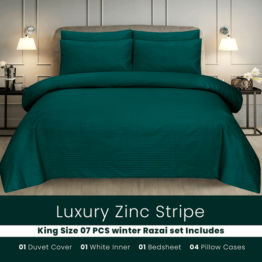 Zinc Stripe - 7pcs Winter Razai/Quilt Set (Luxury) - Windsorlino.com